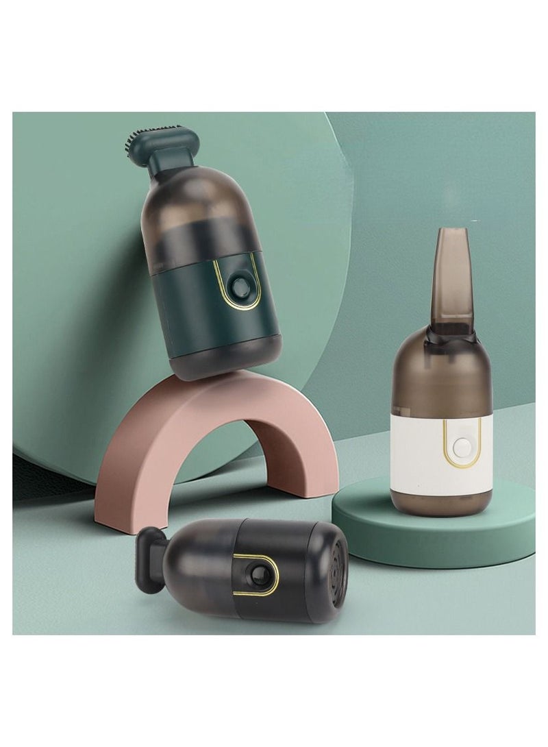 Desktop Vacuum Cleaner Handheld Mini Keyboard Vacuum USB Rechargeable Cordless Vacuum Cleaner Travel Portable Clear Machine for Cleaning Dust Crumbs Computer Cars Sweeper(Green) - Image 4