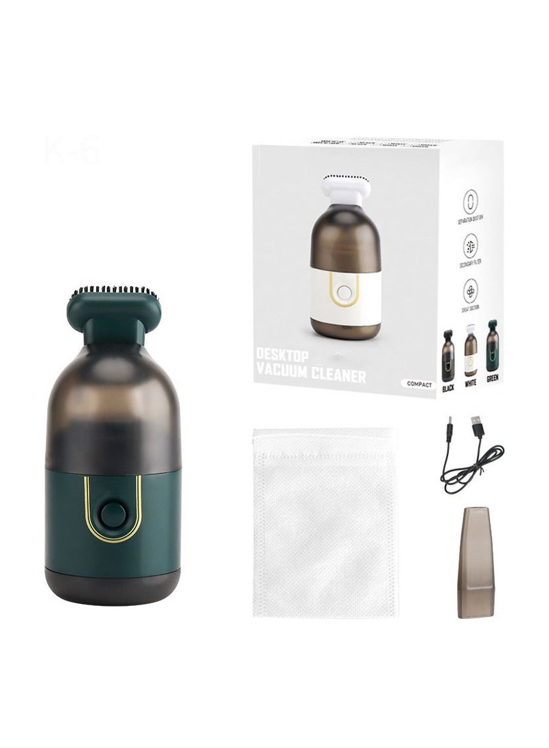 Desktop Vacuum Cleaner Handheld Mini Keyboard Vacuum USB Rechargeable Cordless Vacuum Cleaner Travel Portable Clear Machine for Cleaning Dust Crumbs Computer Cars Sweeper(Green) - Image 2