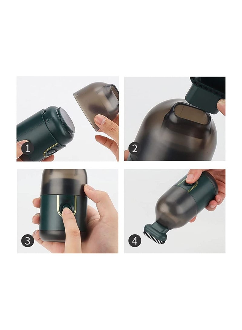 Desktop Vacuum Cleaner Handheld Mini Keyboard Vacuum USB Rechargeable Cordless Vacuum Cleaner Travel Portable Clear Machine for Cleaning Dust Crumbs Computer Cars Sweeper(Green) - Image 3