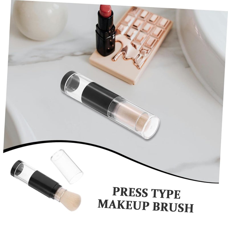 Outanaya 3pcs Refillable Powder Foundation Brush Set with Pressure Dispensing Bottle, Portable Soft Fiber Makeup Brushes for Loose Powder and Contour, Travel Size Face Blush Applicator - Image 3