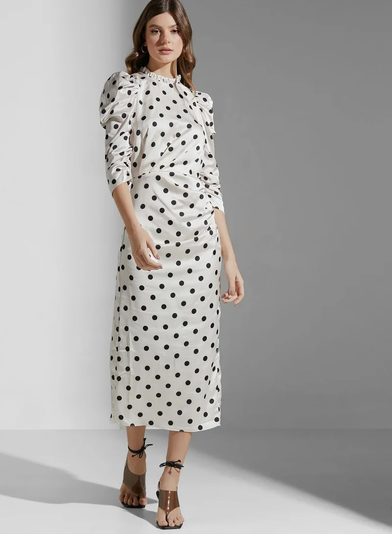 Keepsake Puff Sleeve High Neck Dress