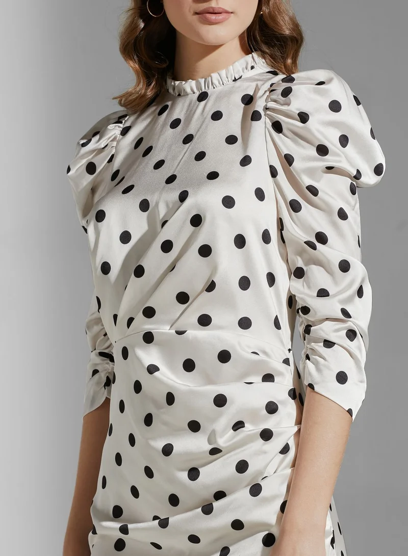 Keepsake Puff Sleeve High Neck Dress