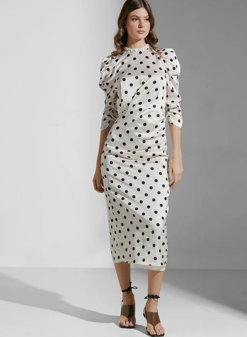 Keepsake Puff Sleeve High Neck Dress