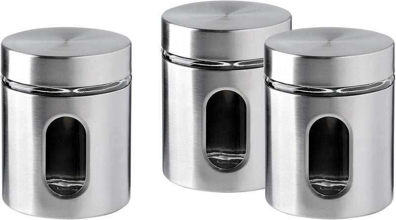 Mivana Glass Steel Storage Airtight Lid 650 Ml Containers For Kitchen Storage Container With Lid For Tea Coffee & Sugar, Dry Fruit Jars, Storage Box, Set Of 3 (3, M-19),Silver - Image 4