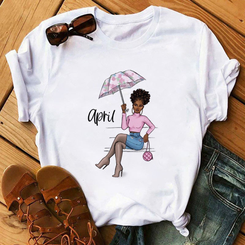 [Same day] cross-border supply of T-shirt printed T-shirt women's short-sleeved women's clothing - Image 1