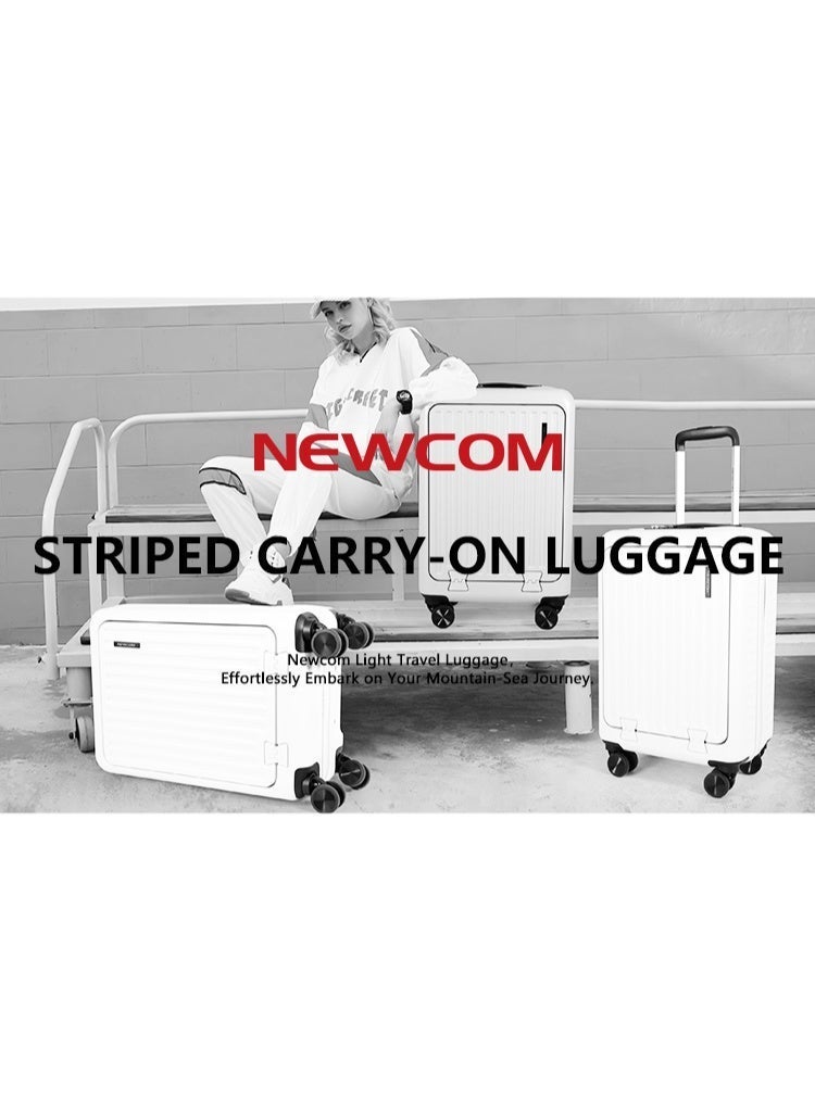 NEWCOM Front Opening PC Cabin Suitcase 20 Inch | TSA Lock | Laptop Compartment | 4 Spinner Wheels | Lightweight Carry-On Travel Luggage | White, Pink, Green - Image 2
