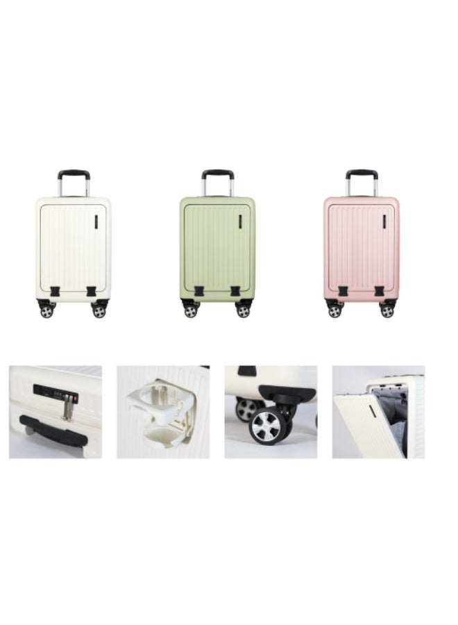 NEWCOM Front Opening PC Cabin Suitcase 20 Inch | TSA Lock | Laptop Compartment | 4 Spinner Wheels | Lightweight Carry-On Travel Luggage | White, Pink, Green - Image 4