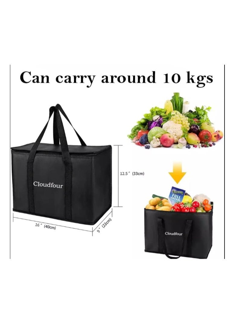 CLOUDFOUR Insulated Reusable Grocery Bag for Daily Shopping, Food Storage, Delivery, Picnic - Durable, Large, Foldable (Pack of 2) - Image 5