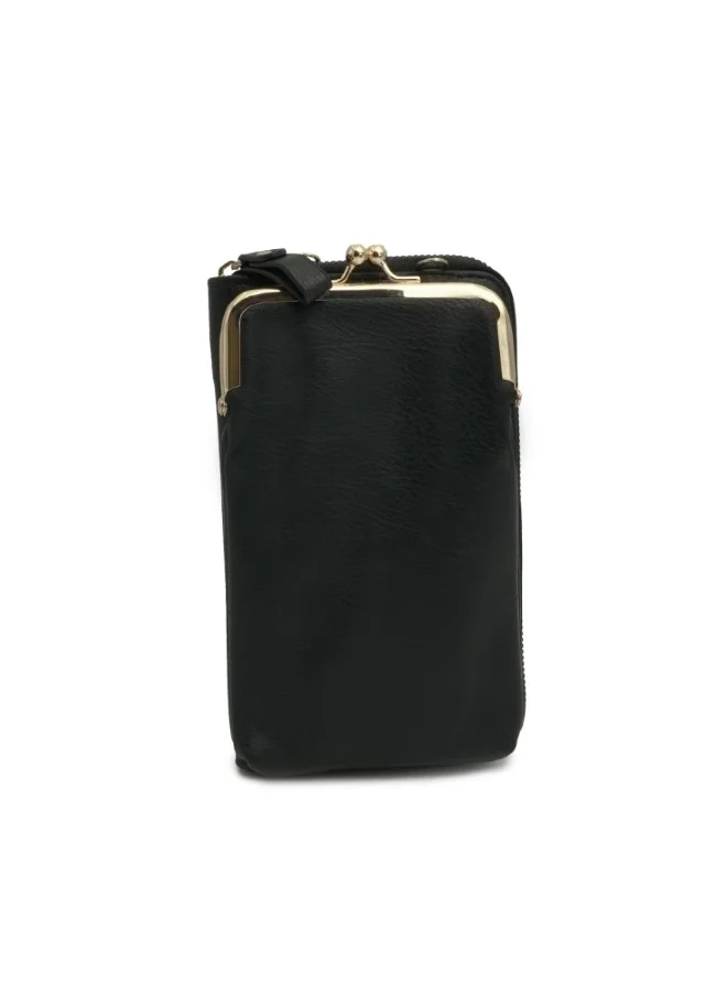HaILYS Black Leather Clutch with Gold Accents