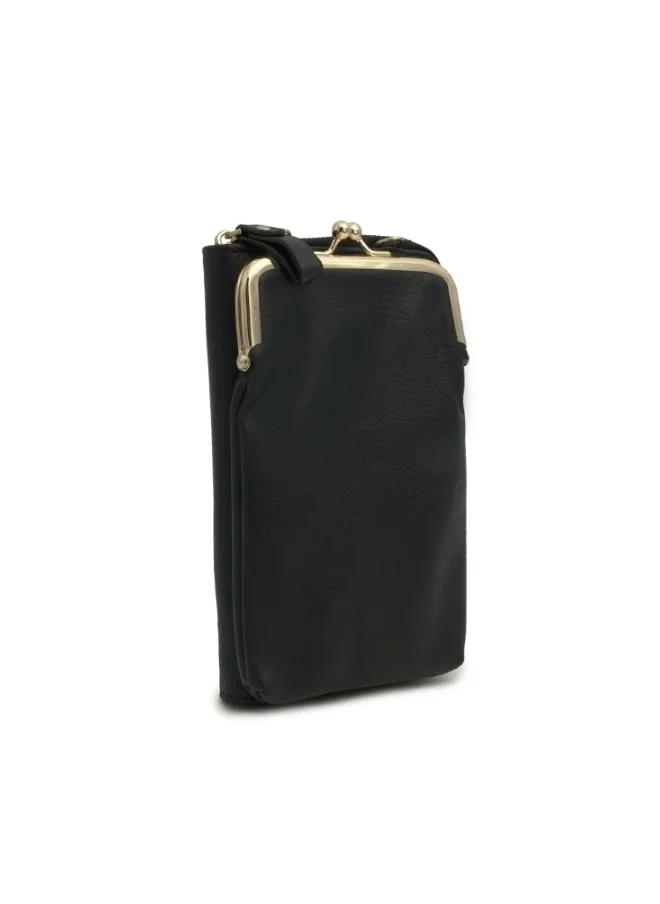 HaILYS Black Leather Clutch with Gold Accents