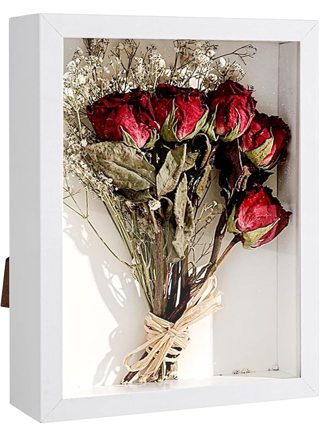 إطار صورة ثلاثي الأبعاد، 15 × 20 سم، إطار صورة، صندوق عميق للتعليق على الحائط أو المكتب، علبة عرض مع وسادة لعرض الصور المعلقة، هدايا ذكريات العائلة (أبيض 1 قطعة)