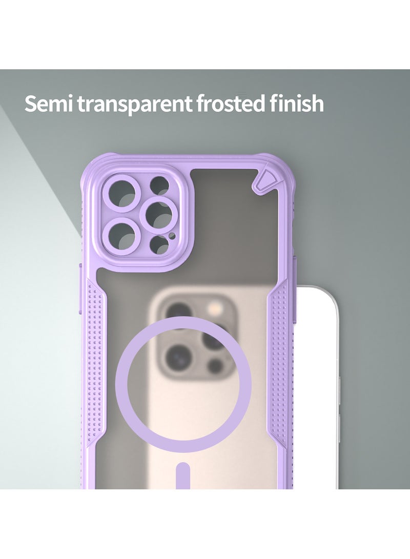 Cover For iPhone 12 Pro Max Armor Glaze MagSafe Magnetic Phone Case Raised edges around the screen and camera lens help prevent scratches - Purple - Image 4