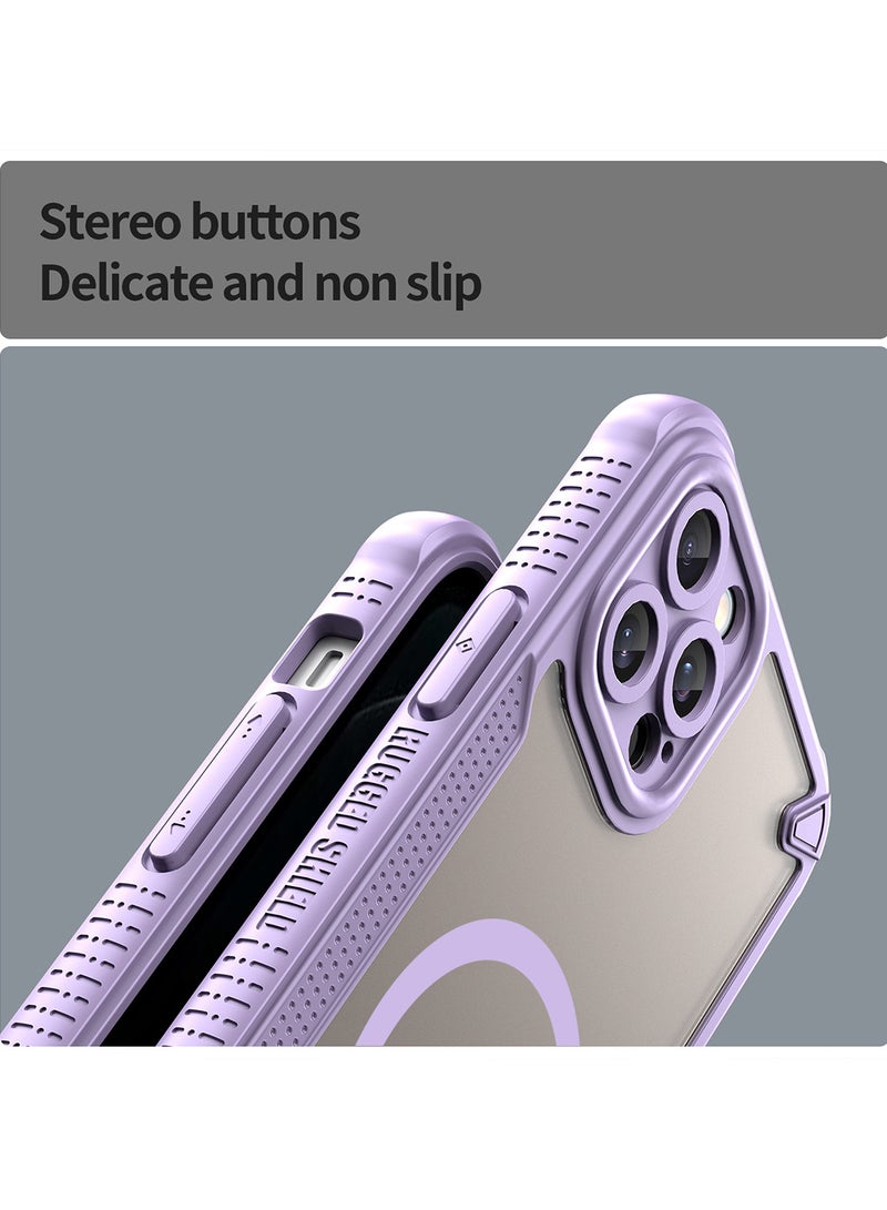 Cover For iPhone 12 Pro Max Armor Glaze MagSafe Magnetic Phone Case Raised edges around the screen and camera lens help prevent scratches - Purple - Image 3