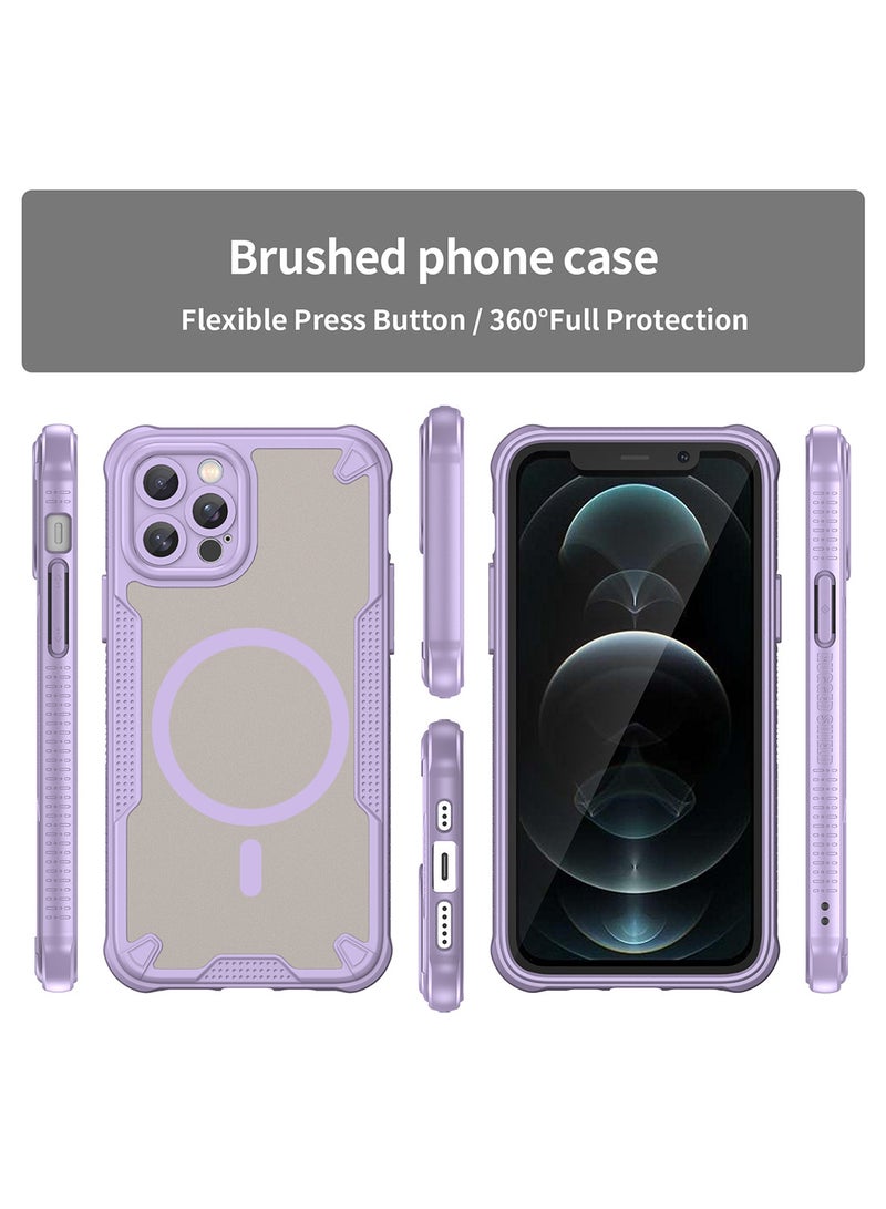 Cover For iPhone 12 Pro Max Armor Glaze MagSafe Magnetic Phone Case Raised edges around the screen and camera lens help prevent scratches - Purple - Image 5