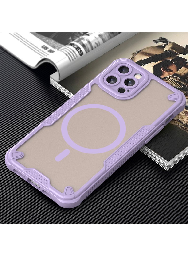 Cover For iPhone 12 Pro Max Armor Glaze MagSafe Magnetic Phone Case Raised edges around the screen and camera lens help prevent scratches - Purple - Image 2