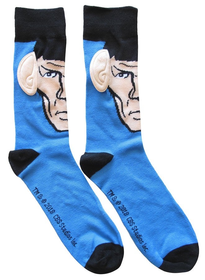 ستار تريك جوارب طويلة بتصميم سبوك من سلسلة ستار تريك، زرقاء، مقاس الجوارب 10-13، مقاس الحذاء 6-12 - Image 2