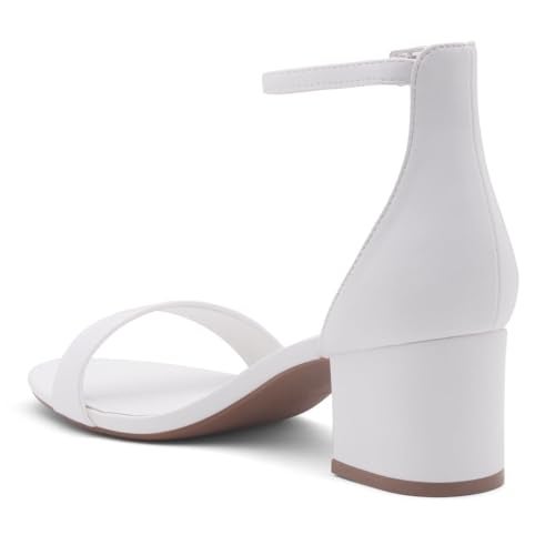 Herstyle Women’s Low Heels – Open Toe Chunky Block Heeled Sandals with Ankle Strap | Comfortable Dressy Short Heels for Prom, Wedding, Party & Office, White, Size 8.5, Sunday - Image 3