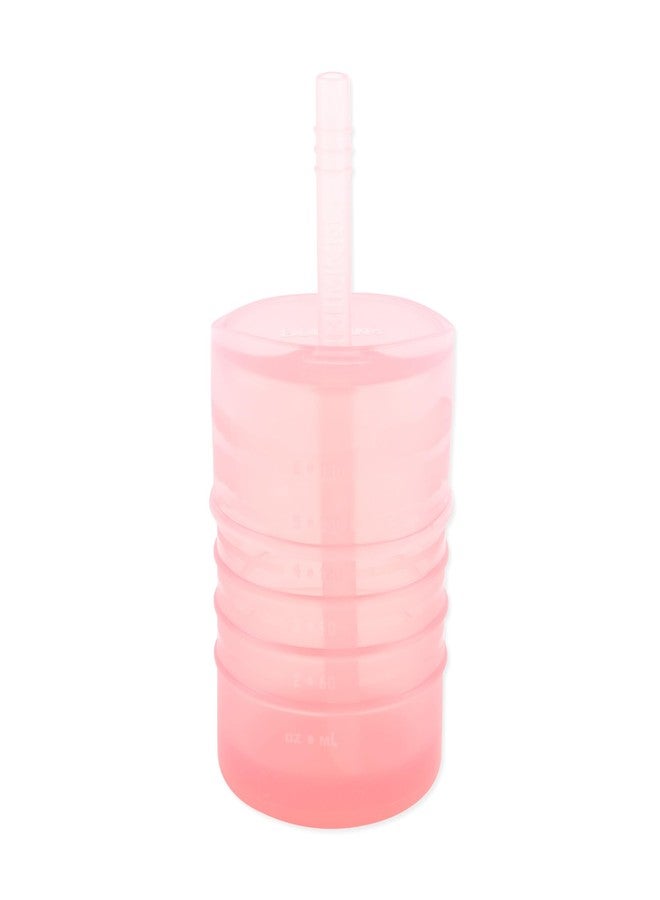 Bumkins Baby and Toddler Cups, Sippy Cup with Straw, Spill Proof, Transition Cup for Babies Ages 1 Year, Safely Sip from Lid, Straw or Cup, First Year Supplies, Platinum Silicone, Holds 7oz, Pink - Image 1