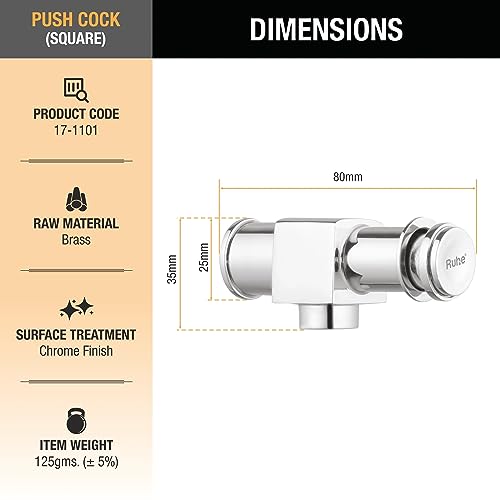 Ruhe® Push Cock | Square Push Valve Brass Faucet For Bathroom & Kitchen - Image 2