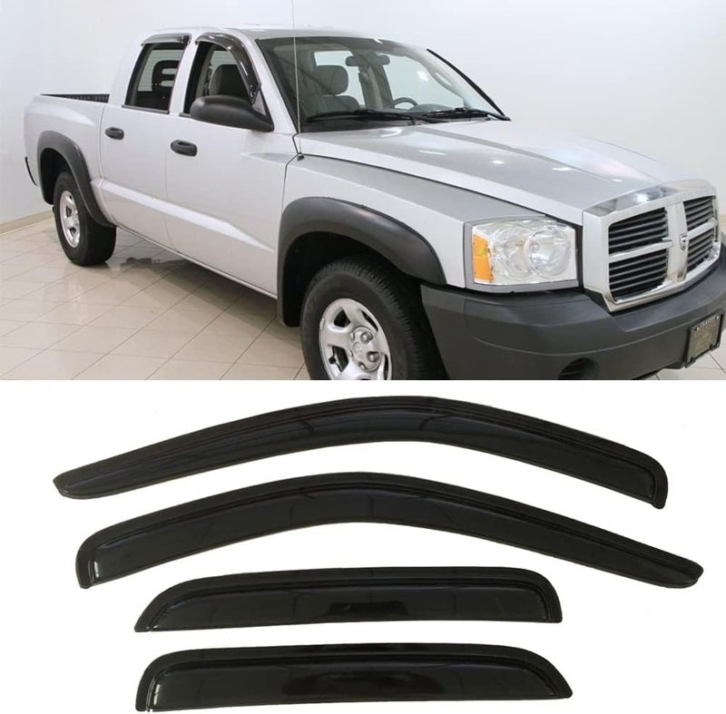 Deebior 94656 Original Side Window Wind Deflector Set for Dodge Dakota 2005-2011 Quad Cab - Image 1