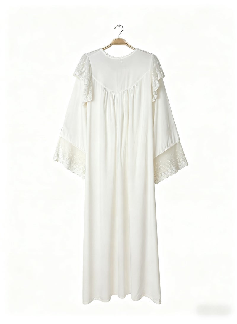 Orchid Lace White Sleepshirt-Comfortable and Soft Nightgown - Image 3