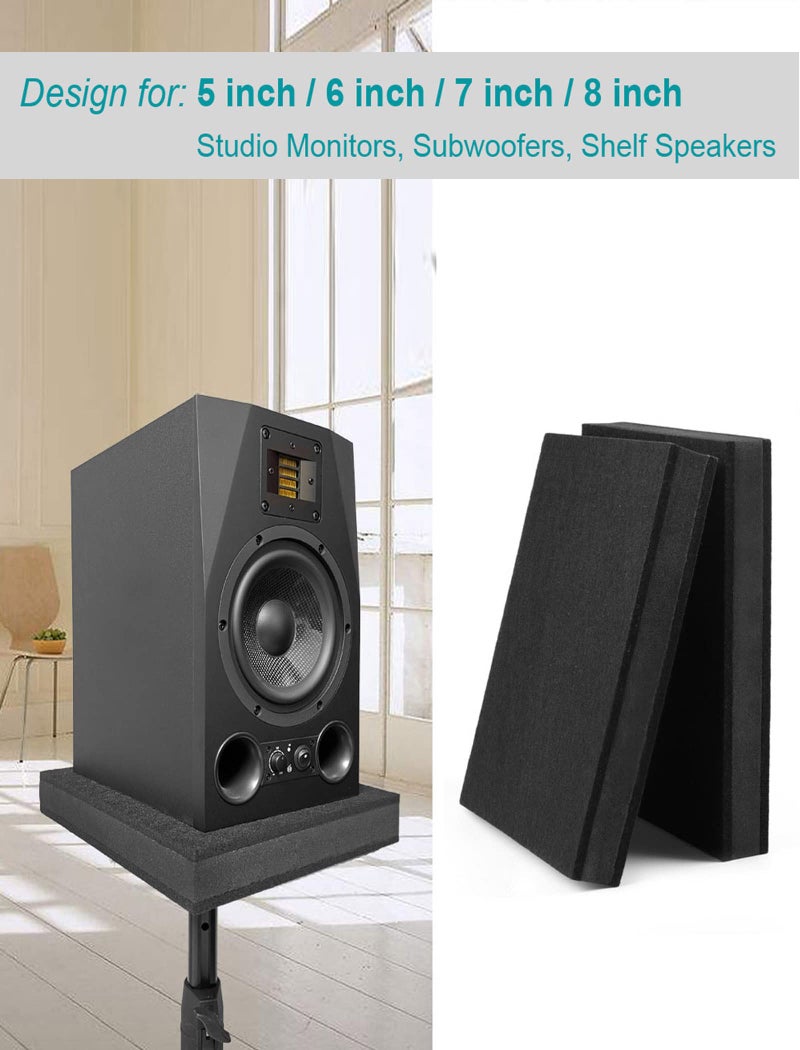AlloverPower for 5''- 8'' Studio Monitor Speaker Noise Isolation Pads 3-Layer Acoustic Stand Riser Foam Subwoofer Isolation Pad Audio Vibration Platform Stabilizer - Image 2