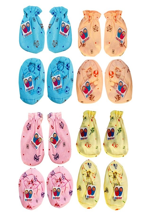 Bigbought Baby Jabla (4 Pcs), Nappy Cloth Diaper (4 Pcs), Hand Mittens/Gloves (4 Pair) and Leg Booties/Socks (4 Pair). - Image 4