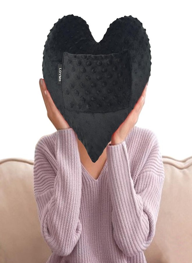 وسادة YOIHS على شكل قلب للجراحة مع جيب، وسادة مريحة للتعافي، هدية مثالية للنساء والرجال والمرضى، وسادة على شكل قلب (أسود) - Image 1