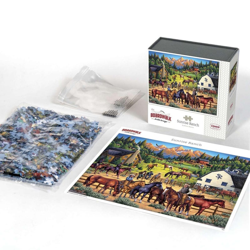Dowdle Boardwalk Puzzles Sunrise Ranch  1000 Piece Jigsaw Puzzle for Adults  Made in USA - Image 3
