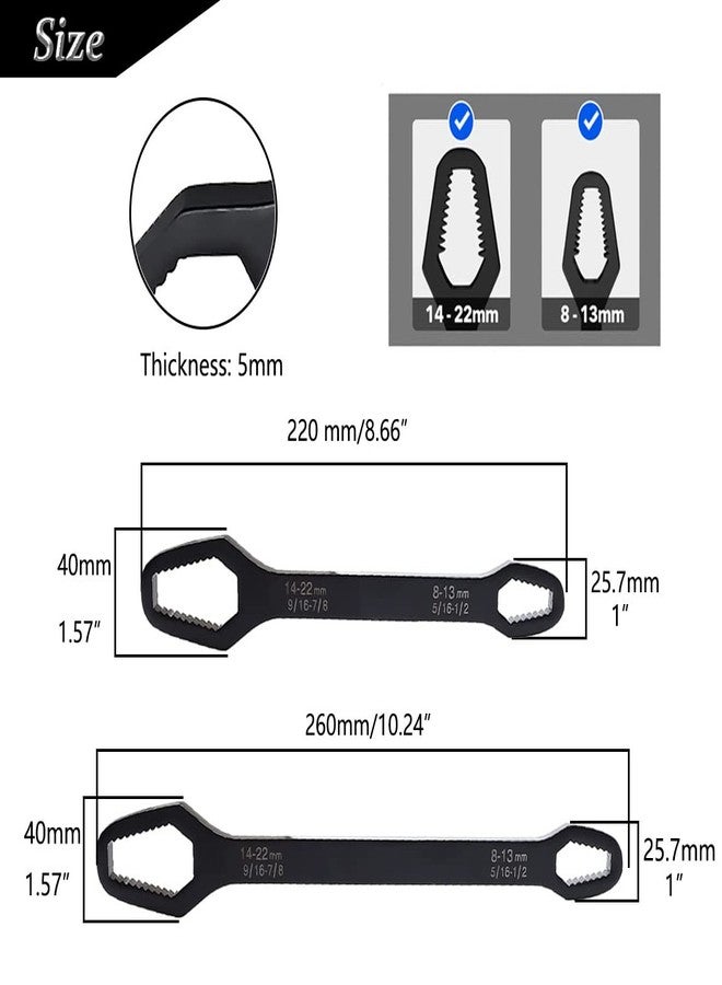 Saipe 2pcs Multifunctional Wrench Set Self Adjustable Wrench Universal Double Ended Wrench for 8mm-22mm Nuts, 220mm and 260mm Total Length - Image 3