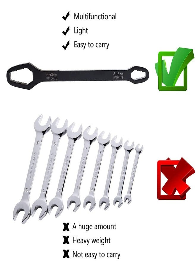 Saipe 2pcs Multifunctional Wrench Set Self Adjustable Wrench Universal Double Ended Wrench for 8mm-22mm Nuts, 220mm and 260mm Total Length - Image 5