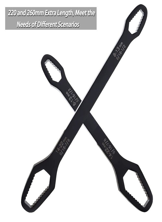 Saipe 2pcs Multifunctional Wrench Set Self Adjustable Wrench Universal Double Ended Wrench for 8mm-22mm Nuts, 220mm and 260mm Total Length - Image 2
