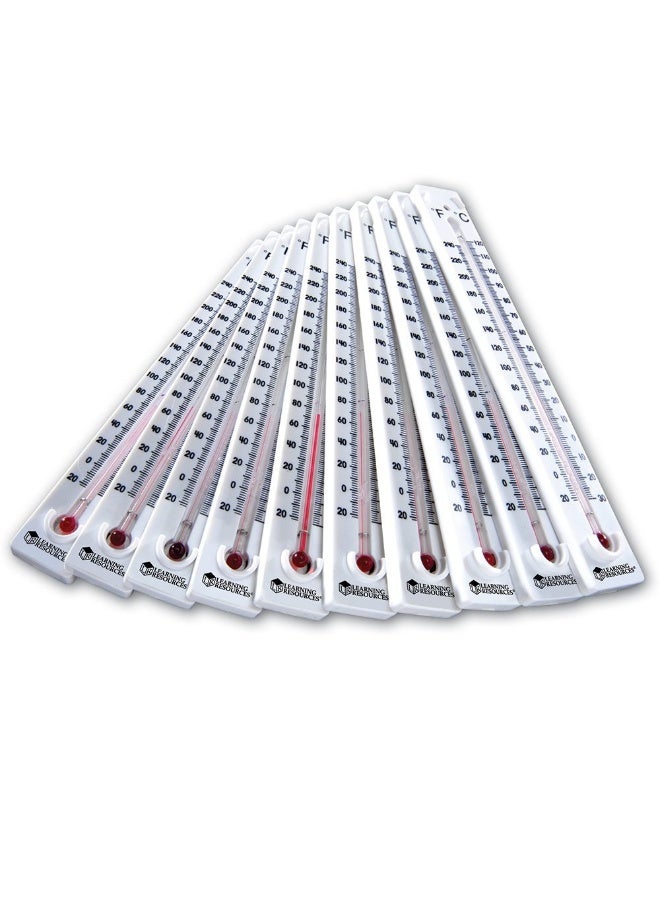 ليرننج ريسورسز مقاييس حرارة نقطة الغليان من Learning Resources، مجموعة من 10 مقاييس حرارة علمية خالية من الزئبق، تقيس من -30 درجة مئوية إلى 120 درجة مئوية ومن -22 درجة فهرنهايت إلى 240 درجة فهرنهايت، آمنة للأطفال من سن 8 سنوات فما فوق - Image 2