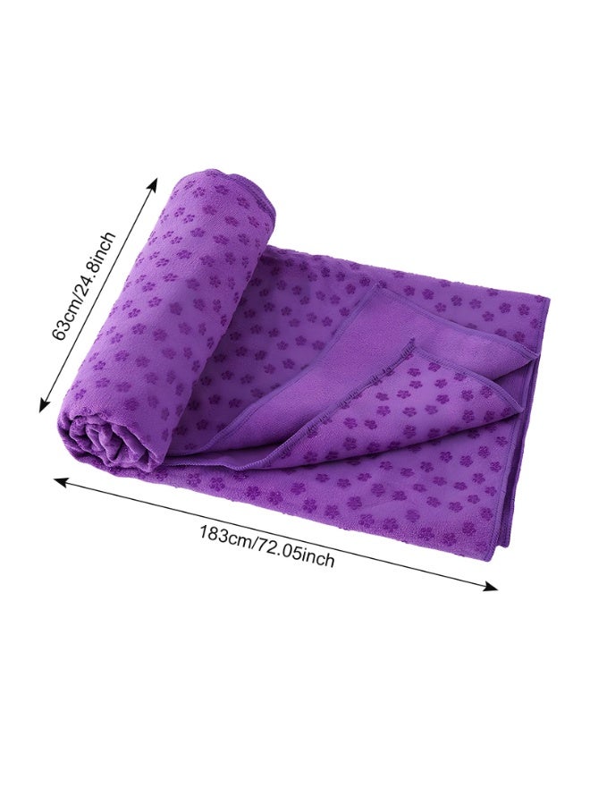jaexest Non-Slip Sweat Absorbent Yoga Mat Towel - With Grip Dots for Hot Yoga & Pilates, Quick-Drying, Includes Carry Bag (Purple) - Image 2