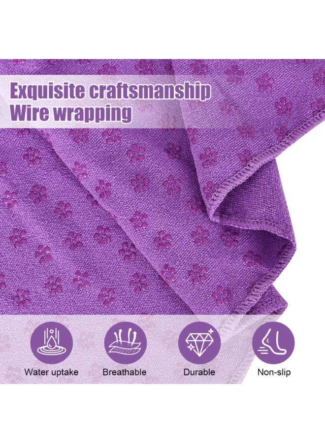 jaexest Non-Slip Sweat Absorbent Yoga Mat Towel - With Grip Dots for Hot Yoga & Pilates, Quick-Drying, Includes Carry Bag (Purple) - Image 3