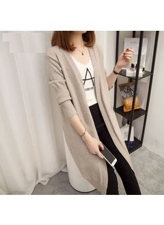Generic Korean Style Loose Knit Cardigan Womens Mid-Length Spring Autumn Coat Red  - Image 2