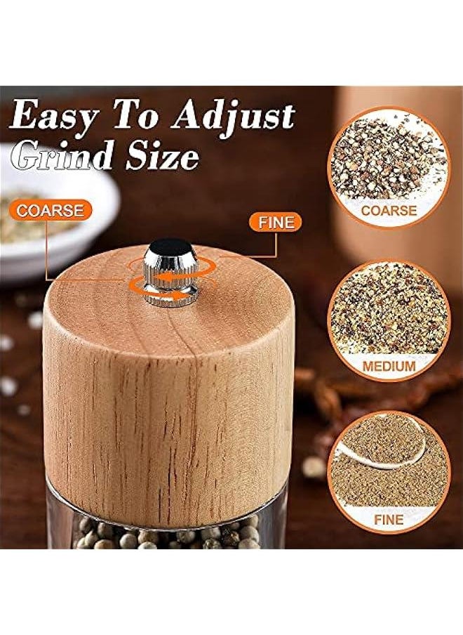 Beauenty 2 Pack Pepper and Salt Grinder Set, Premium Acrylic & Wooden Manual Salt and Pepper Mills with Visible Window, High-Capacity and Adjustable Coarseness  - Image 2
