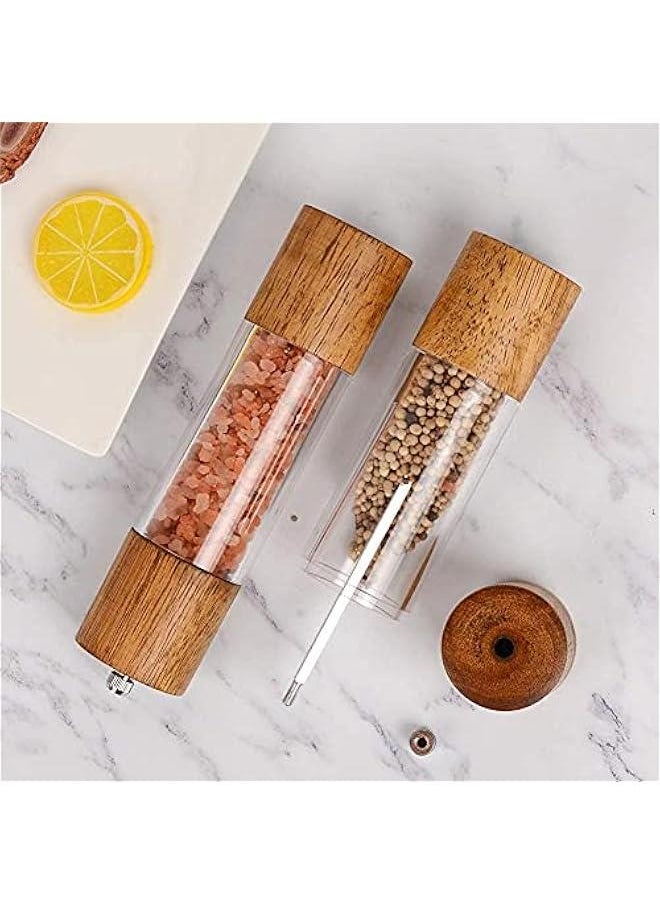 Beauenty 2 Pack Pepper and Salt Grinder Set, Premium Acrylic & Wooden Manual Salt and Pepper Mills with Visible Window, High-Capacity and Adjustable Coarseness  - Image 5