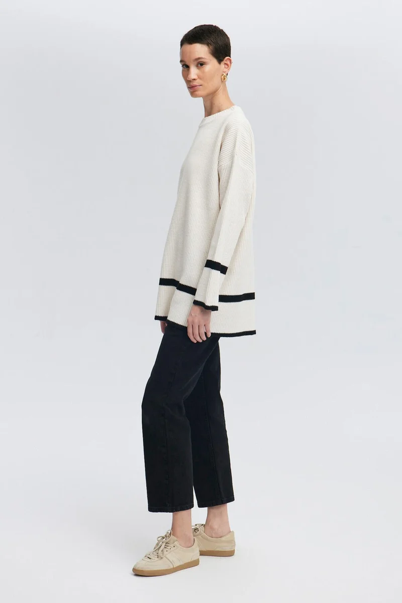 توتشي Striped Detailed Knit Tunic