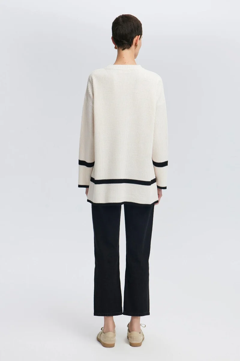 توتشي Striped Detailed Knit Tunic