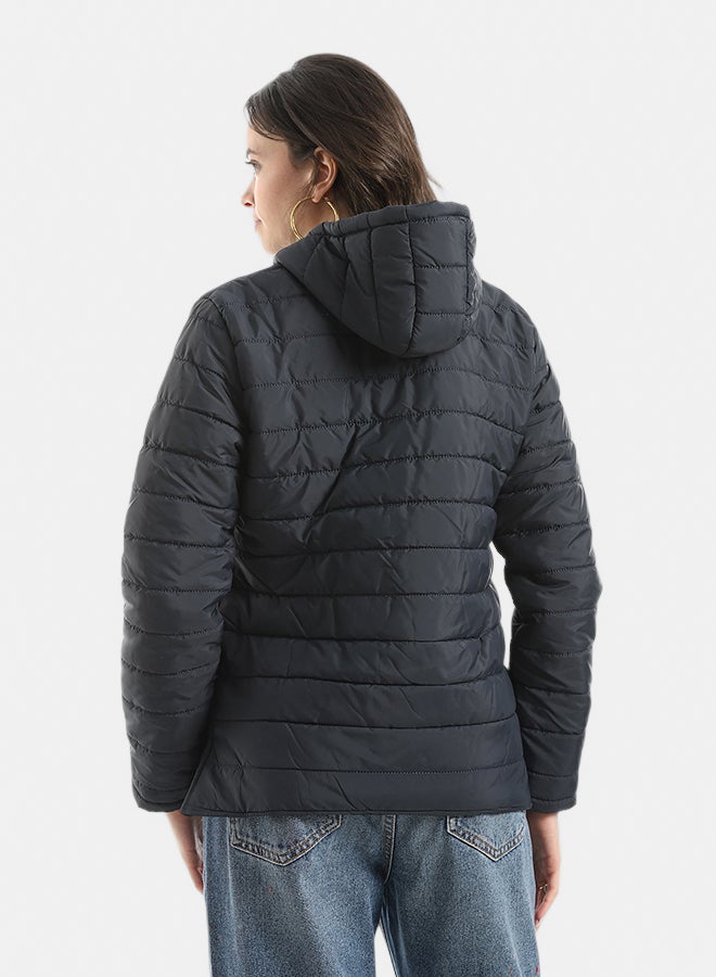 Andora Stylish zipper Closure Pump Plain Jacket _ Navy - Image 4
