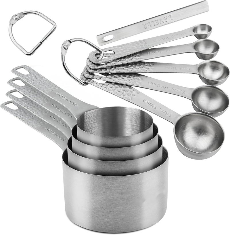 Smithcraft Measuring Cups and Spoons Set 10 Piece Measuring Cup Set 188 Stainless Steel Measuring Cups Spoons  Leveler Baking Measure Cups Kitchen Measurement Cups Kitchen Gadgets for Cooking