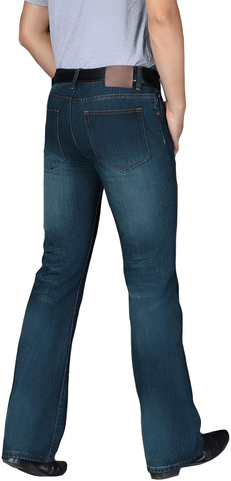 Ben Martin Men’s Green Bootcut Bell Bottom Jeans || Flared Denim Jean for Men || Stretchable Mid Rise Cotton Pants || Retro Style Casual Wear Bootcut' Denim' Jeans:, 28 (0) - Image 4