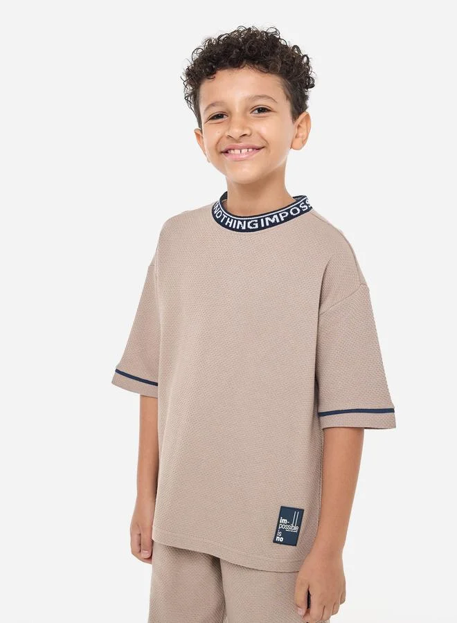 victor and jane Victor And Jane Boys Brown Textured Knit T-Shirt and Shorts Set