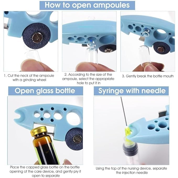 Bindex Ampule Cutter with 5 Replaceable Grinding Wheels Ampoule Cutter for Doctors Glass Bottle Cutter Ampule Breaker Suitable for Home Daily or Medical Use Cut The Ampoule - Image 4