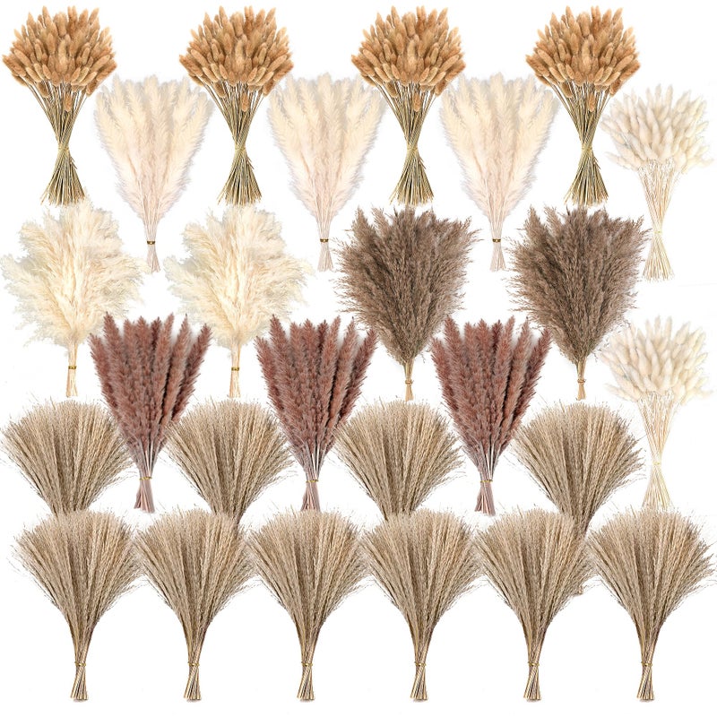 610 PCS Dried Pampas Grass Decor Dried Flower Bouquets for Wedding Home Centerpiece Table Modern Home Western Living Room Nurserie Nursery Boho Room Beach Women Office and Boho Decor