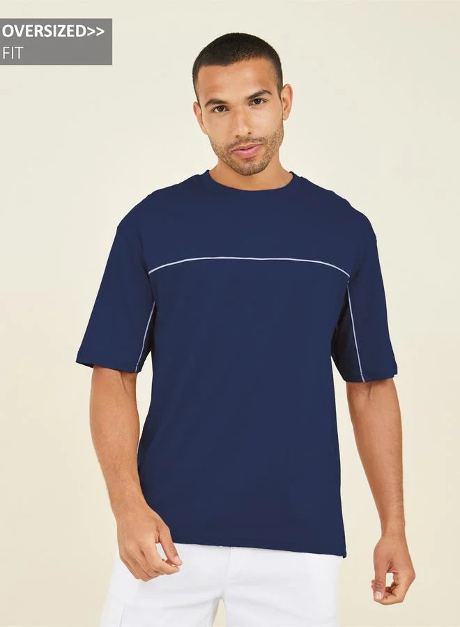 Styli Styli Contrast Seam Piping Detail Oversized T-Shirt