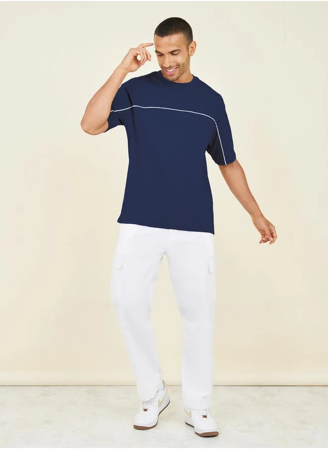 Styli Contrast Seam Piping Detail Oversized T-Shirt