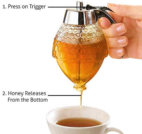 VIDORA VIDORA Acrylic Honey Dispenser with Stand Honey Container, Syrup and Sugar Jar Pot, No Drip Honey Dispenser Jar with Stand (Transparent) - Image 2