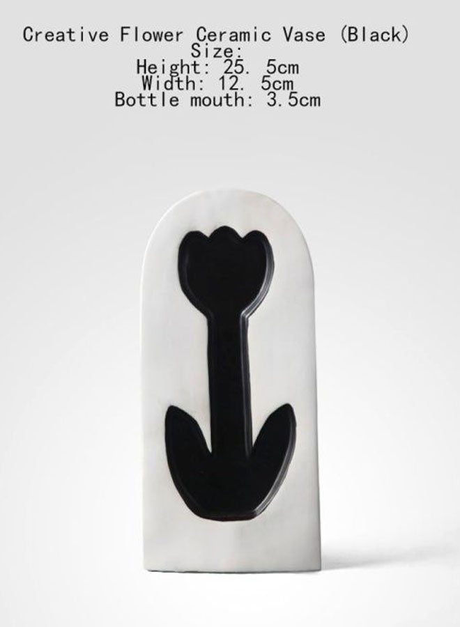 NIBEMINENT Decorative Flower Vase Black/White 25.5x12.5cm - Image 2
